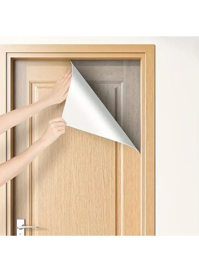 Grey Wood Grain Peel Stick Vinyl Door Film 80x300cm Removable Reusable - Image 2